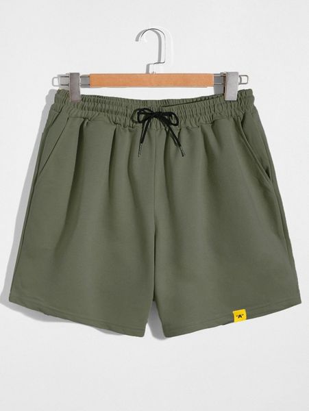 

men letter patched drawstring waist shorts a3jd#, Black