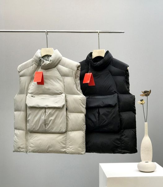 

europe and america vestes de designer pour hommes casual fashion vest fluffy down cotton padding oblique zipper windproof coat, Black;white