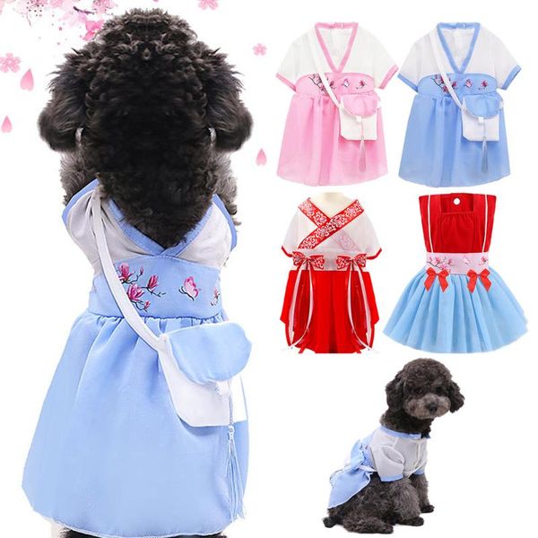 

dog apparel hanfu summer chinese style pet cool skirt small/large puppy clothing outfit clothes xs,s,m,l,xl,xxl