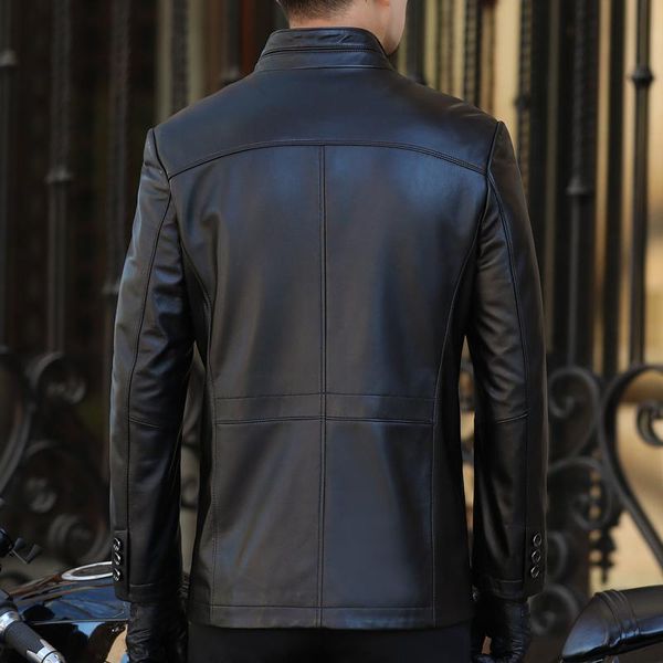 

men's leather & faux genuine jacket men spring autumn real sheepskin coat mens jackets plus size veste moto homme bang12a1238 yy421, Black