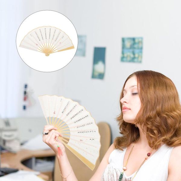

other home decor 1pc durable summer poem folding fan rice paper handheld