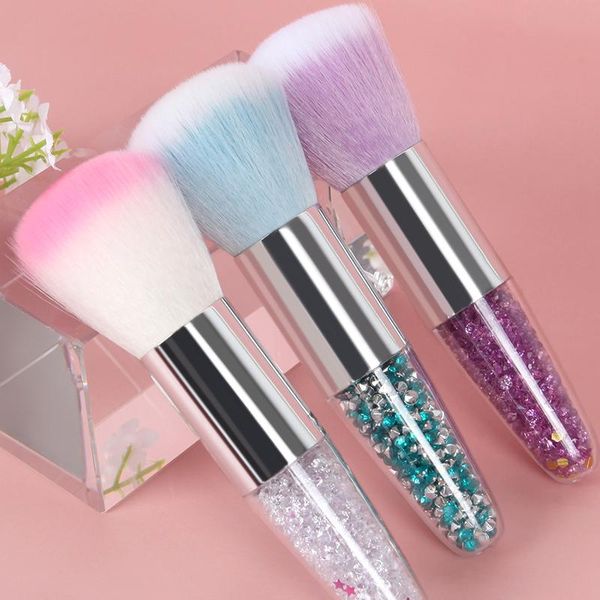 

makeup brushes 1pc nail cleaning brush face blush powde diamond transparent handle acrylic manicure