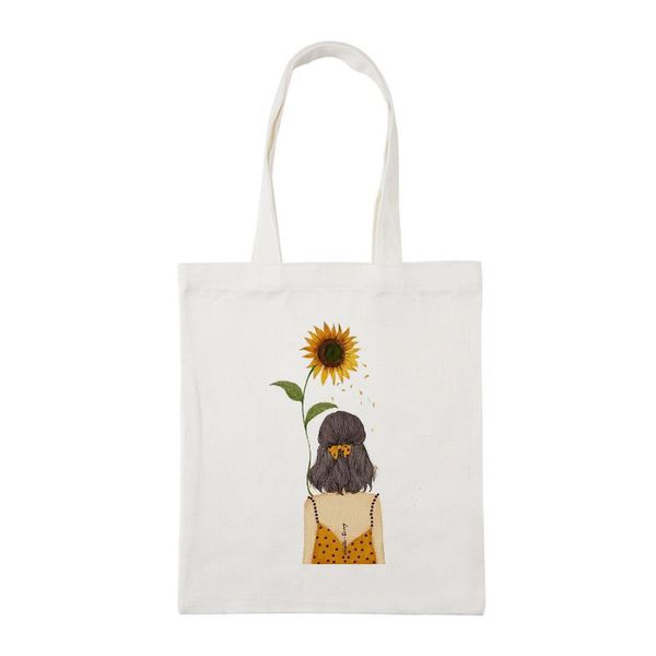 

shopping bags cute canvas bag kawaii fashion animal travel large reusable handbags men and women fabric tote recycled polyester