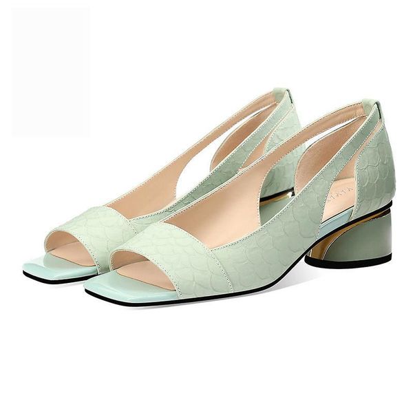 

marlisasa women classic peep toe summer square heel pumps lady casual grey comfort open toe sandal shoes f6406x, Black