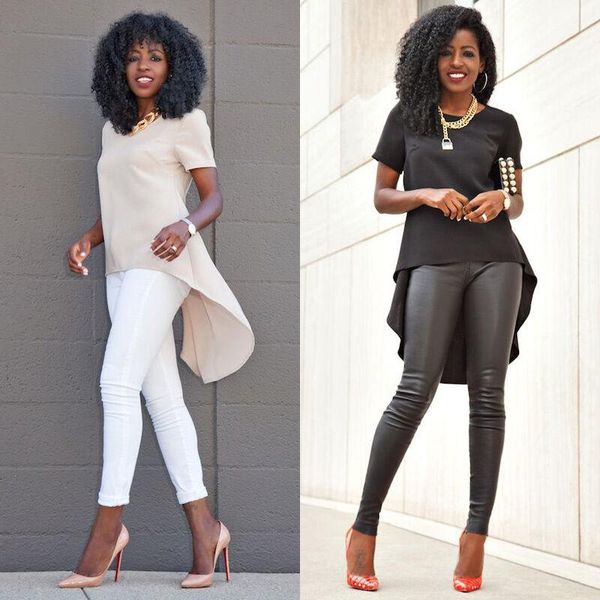 

women's blouses & shirts plus size women ladies loose chiffon 2021 solid color fashion short sleeve shirt casual blouse, White