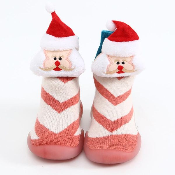 

socks 6m-3t christmas children's indoor with soft rubber sole baby walking shoes girls winter non-slip floor drop, Pink;yellow