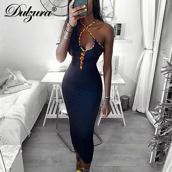 

patchwork women strap midi dress buttons bodycon streetwear party club 2021 autumn winter festival fashion slim, Black;white