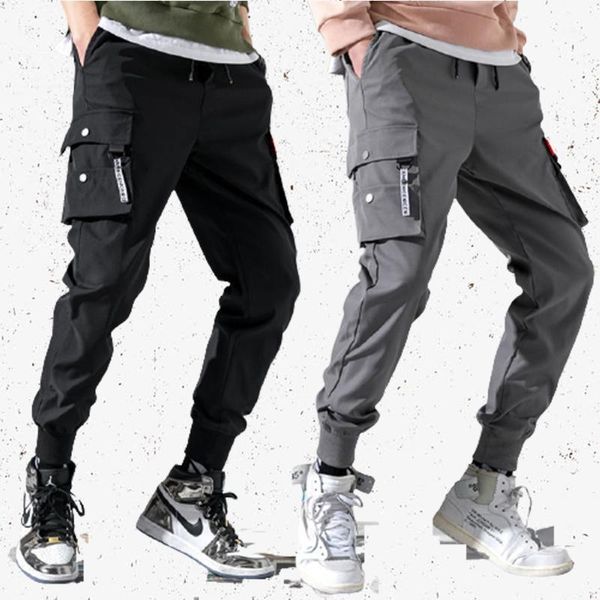 

spring cargo pants men joggers harajuku sports jogging trousers men's clothing male tactical streetwear for boy size m-5xl, Black