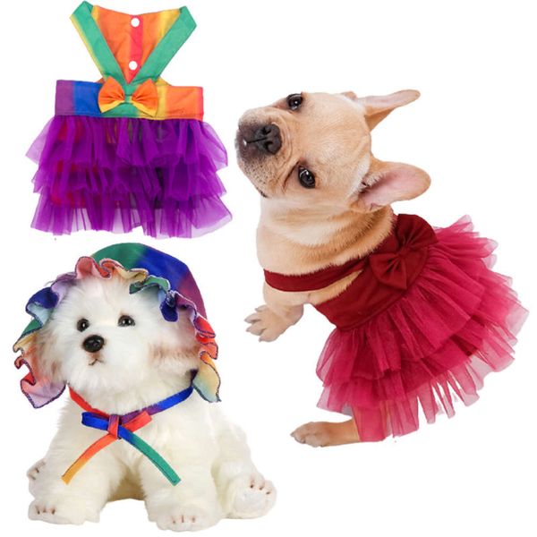 

summer pet skirt comfortable and breathable dog strap gauze suit clothes