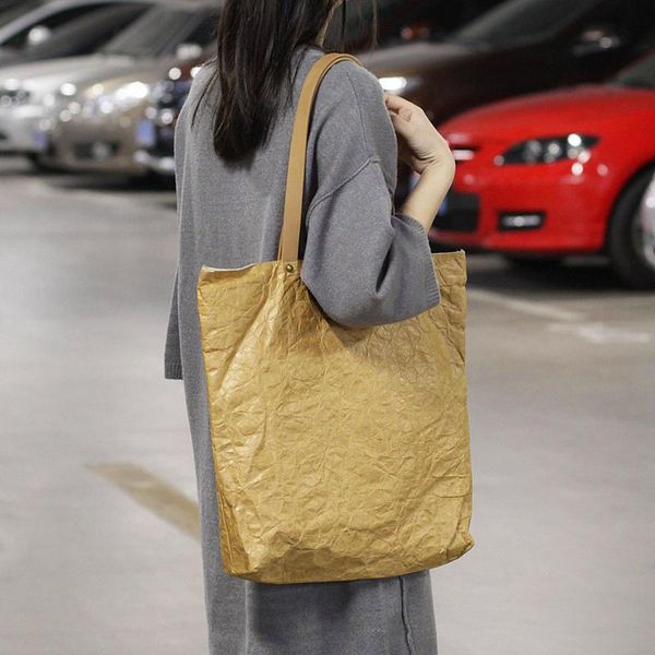 

casual dupont paper women shoulder bag large capacity kraft handbags vintage canvas tote bags for big shopper waist