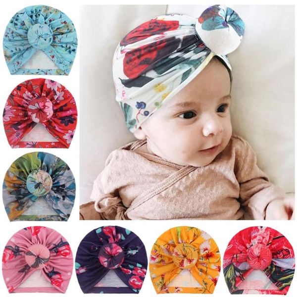 

born baby fashion print hat toddler kids boy girl turban cotton beanie winter cap printed donut caps & hats, Yellow