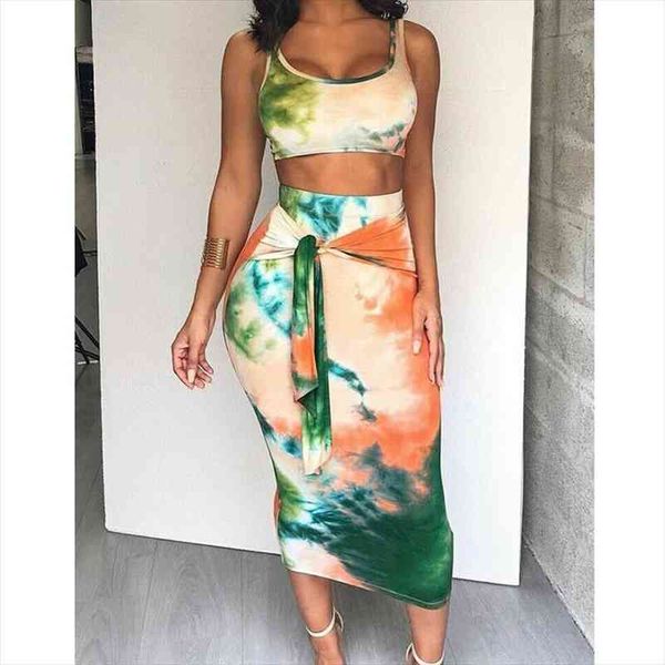 

Womens Bodycon Vogue Graffiti 2pcs Lady Summer Tank Tops long Skirts Fashion Blooming Effectparty Cocktail Club Skirt Sets, Gray