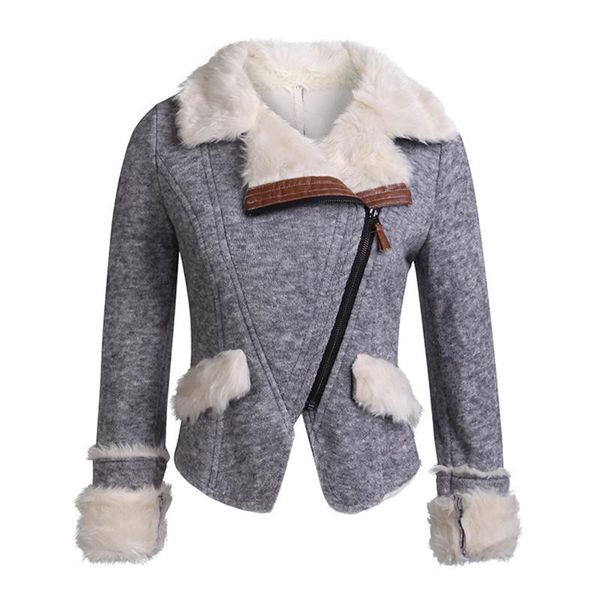 

women's wool & blends 2021 lamb and coat large lapel fur women y806, Black