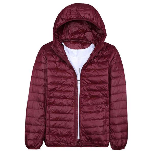 

men's winter duck et 2021 new ultra light thin hooded down coat portable windproof puffer parkas male overcoat 6xl, Black;white