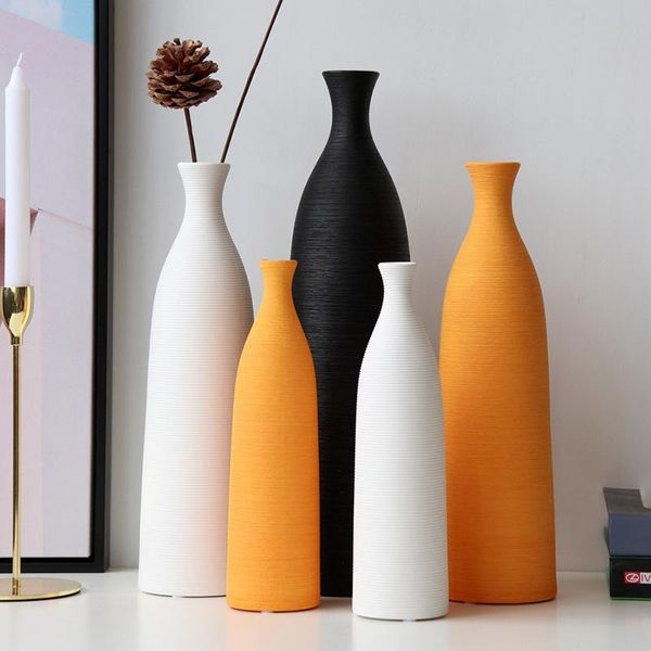 

flower arrangement ceramic vase fine stripe japanese style simple modern living room tableornament decorative props vases