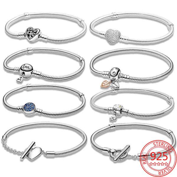 

classic 925 sterling silver brand moments series daisy chain clasp cnake bone bracelet charm fit original jewelry, Black