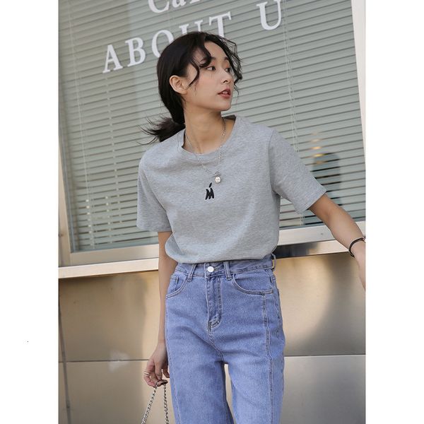 

women's t-shirt letter of printing manga short 2021 spring summer loosens around the ny neck top, White
