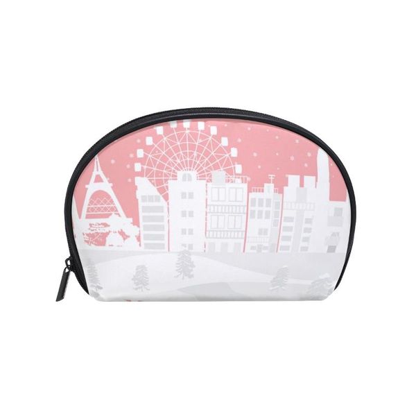 

fengju multifuncition shell cosmetic bag purse half moon hanging travel toiletry pouch for girls woman merry christmas bags & cases