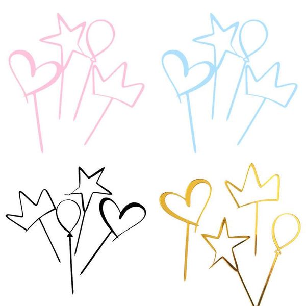 

other festive & party supplies 4pcs heart crown star acrylic cupcake er for baby shower wedding valentine's day birthday cake decoratio
