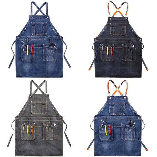 

aprons 75 cm chef apron adjustable barista with pockets kitchen cooking baking y9ua