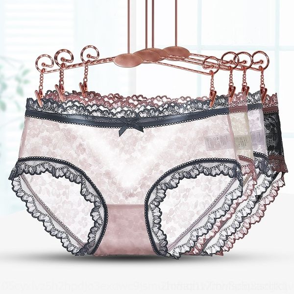 

xmqf women's women's underwear underwearwomen lace middle waist girl transparent peach hip cotton crotch antibacterial student bri, Red;black