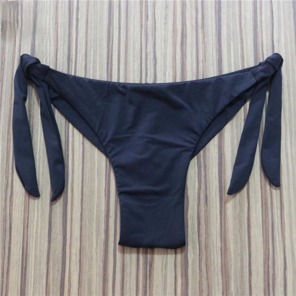 

women's swimwear 2021 solid thong bikini brazilian cut women bottom adjustable briefs swimsuit panties underwear bathing suit, White;black