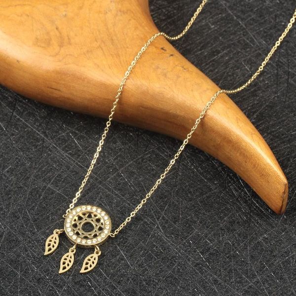 

pendant necklaces women's neck chain feather gold zircon and pendants fashion dream catcher necklace girls fewelry gifts, Silver