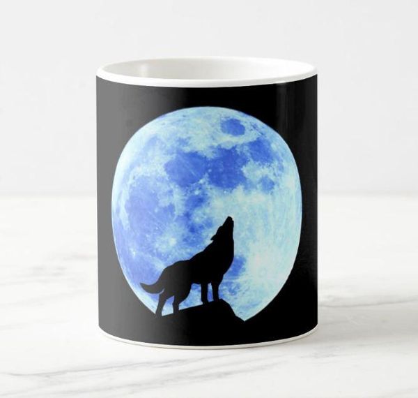 

mugs black wolf howling at full moon coffee mug fashion wolfs beer ceramic printed cup wild animal pattern gifts home 11oz