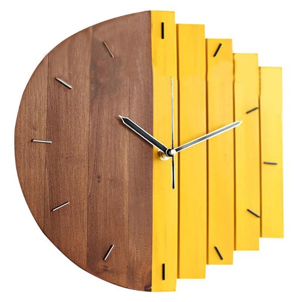 

wall clocks diy bar office wooden clock living room color block pointer bedroom industrial style vintage home decor hanging practical