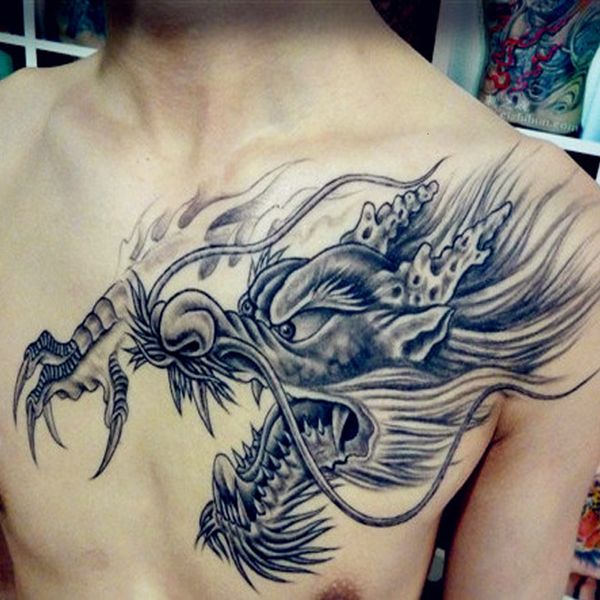 

tattoo paste waterproof shawl dragon chest faucet over shoulder totem big picture three sided buddha simulation