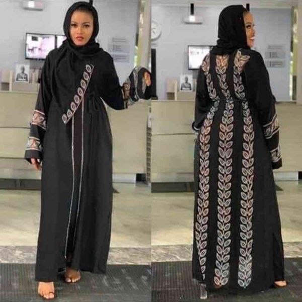 

dresses for women africa clothing muslim long length fashion african dress lady with headscarf, Black;gray