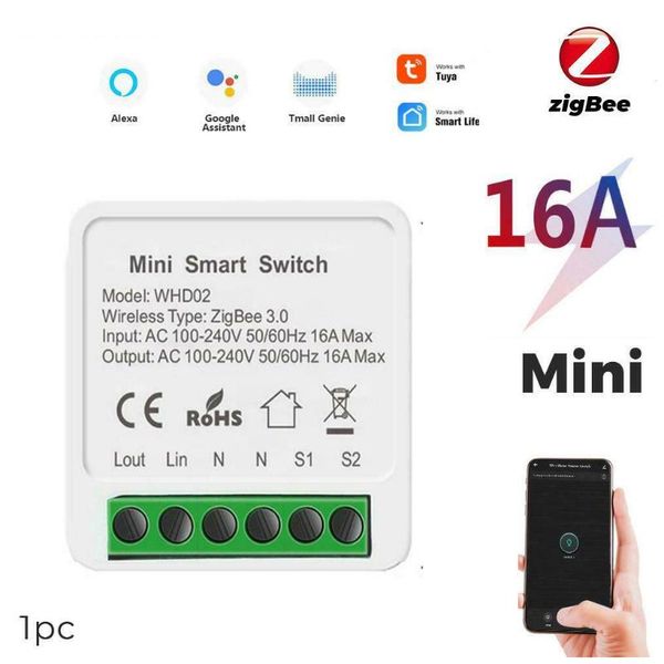 

smart home control tuya zigbee 3.0 light switch, automation diy module breaker support 2 way control, works with alexa google