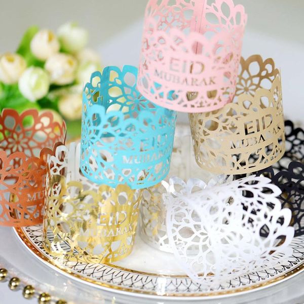 

napkin rings 10pcs eid mubarak holder hollow lace paper ring ramadan festival party