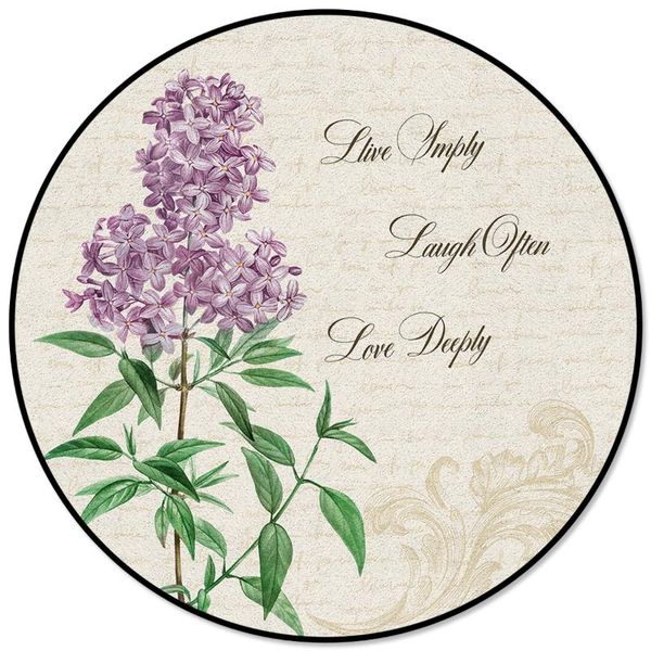

carpets hyacinth flower retro round anti-slip carpet children bedroom rug living room mat computer chair pad