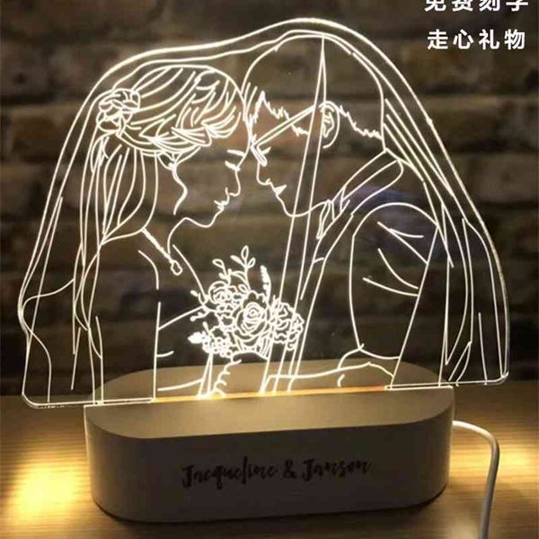 

p led night light bluetooth 3d light creative wedding gift for girlfriend, boyfriend and girlfriend