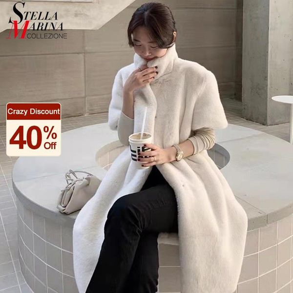 

women's trench coats woman winter solid white brown short-sleeve long downy fleece coat windbreaker ladies stylish fluffy jacket style, Tan;black