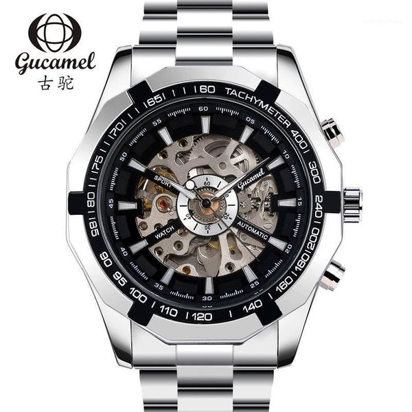 

wristwatches 2021 sport mechanical wristwatch fashion mens watches brand clock men automatic watch reloj, Slivery;brown