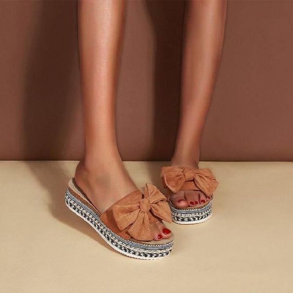 

sandals 2021 summer fashion shoes women bow slipper indoor outdoor flip-flops beach female slippers, Black