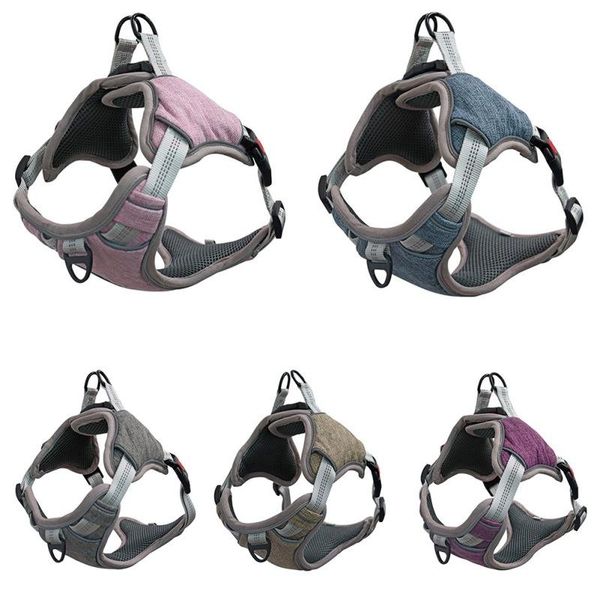 

dog collars & leashes breathable training harness no pulling front clip leash adhesion reflective vest for small medium large dogs