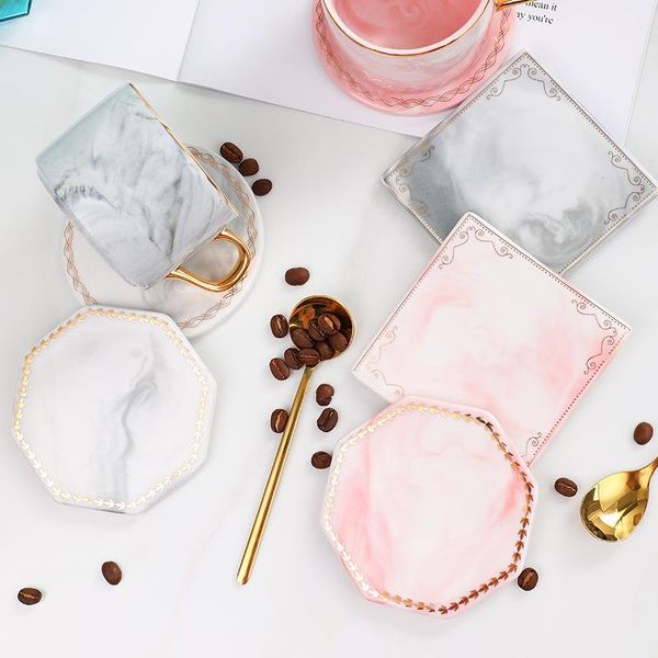 

mats & pads creative cup pad nordic ins marble ceramic mark coffee insulation