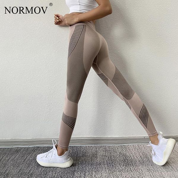 

women's leggings normov fitness women high waist seamless workout running push up sports gym stretchy compression legging, Black