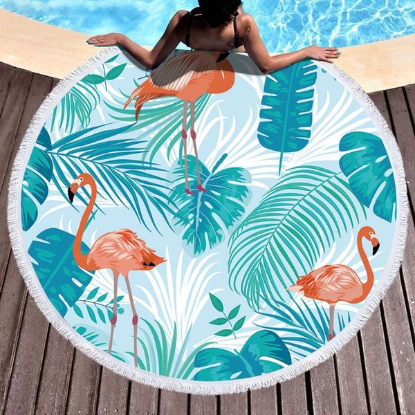 

towel tropical beach flamingo print yoga exercise outdoor circular
