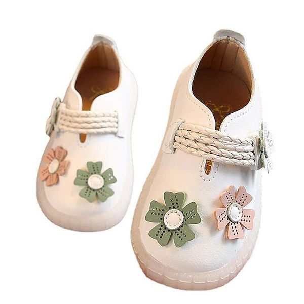 

baby girl soft shoes pu flower leather flats for girls kids little children casual size 15-25 brand cute athletic & outdoor, Black
