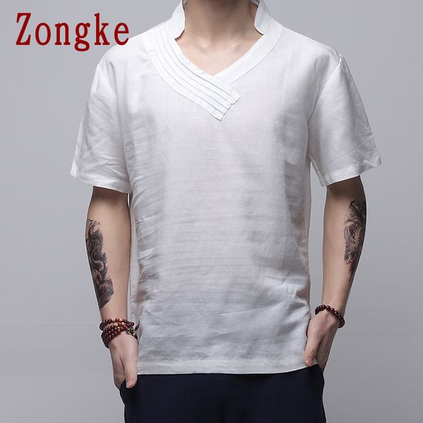 

chinese style linen white t shirt men tshirt men streetwear t-shirt men t shirt hip hop xxxl clothes 2021 new, White;black