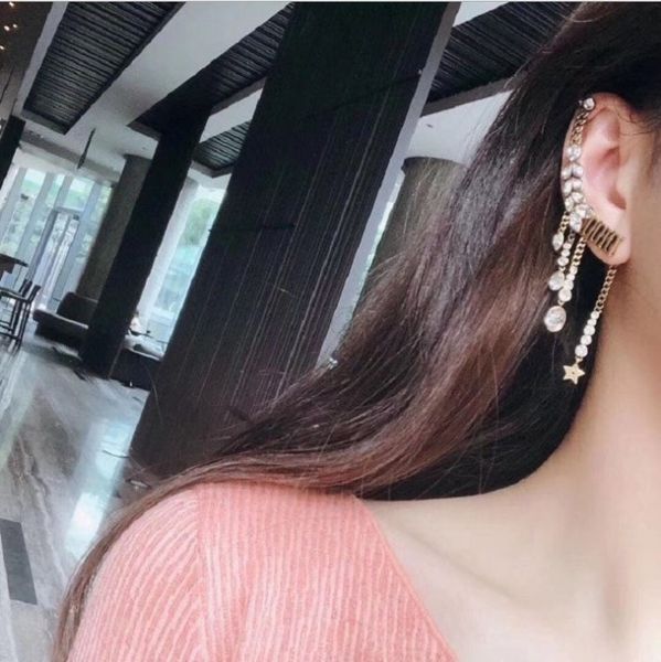 

fine accessories red letter star with drill ear hanging high version material, Golden