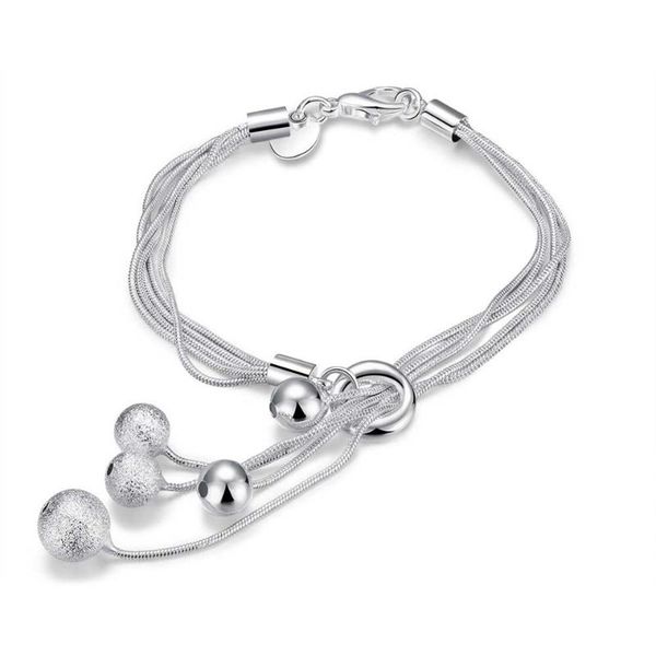 

charm bracelets delicate 925 sliver fashion jewelry snake chain beads romantic bracelet for women lucky love gift, Golden;silver