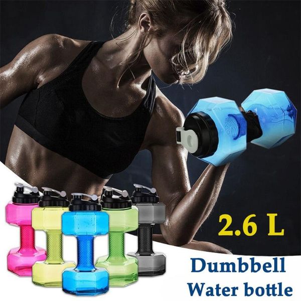 

2.6 l dumbbells large water bottle sports running fitness kettle gym safety sealing