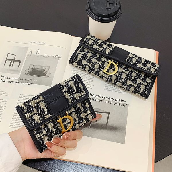 

luxury handbags women's thin folding short home printed zero wallet multi slot card bag, Red;black