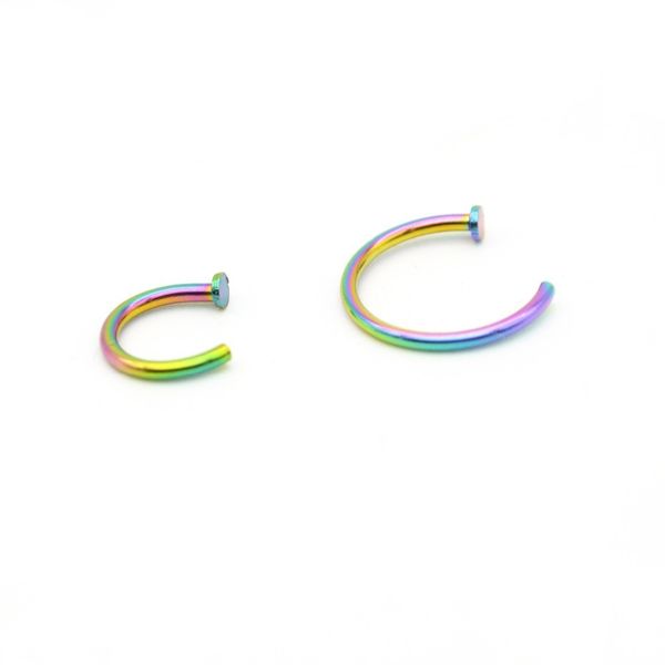 

rainbow nose fake lip stud surgical steel septum ear cartilage open hoop ring piercing jewelry 20g 18g, Silver