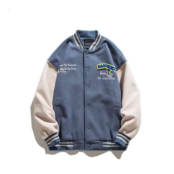 

men's jackets autumn hip hop street harajuku contrast embroidered color baseball jacket of men ylpx, Black;brown